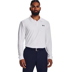 Under Armour Men's Performance 3.0 Long Sleeve Classic White Polo Shirt Sz M EUC